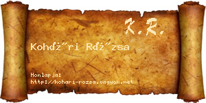 Kohári Rózsa névjegykártya